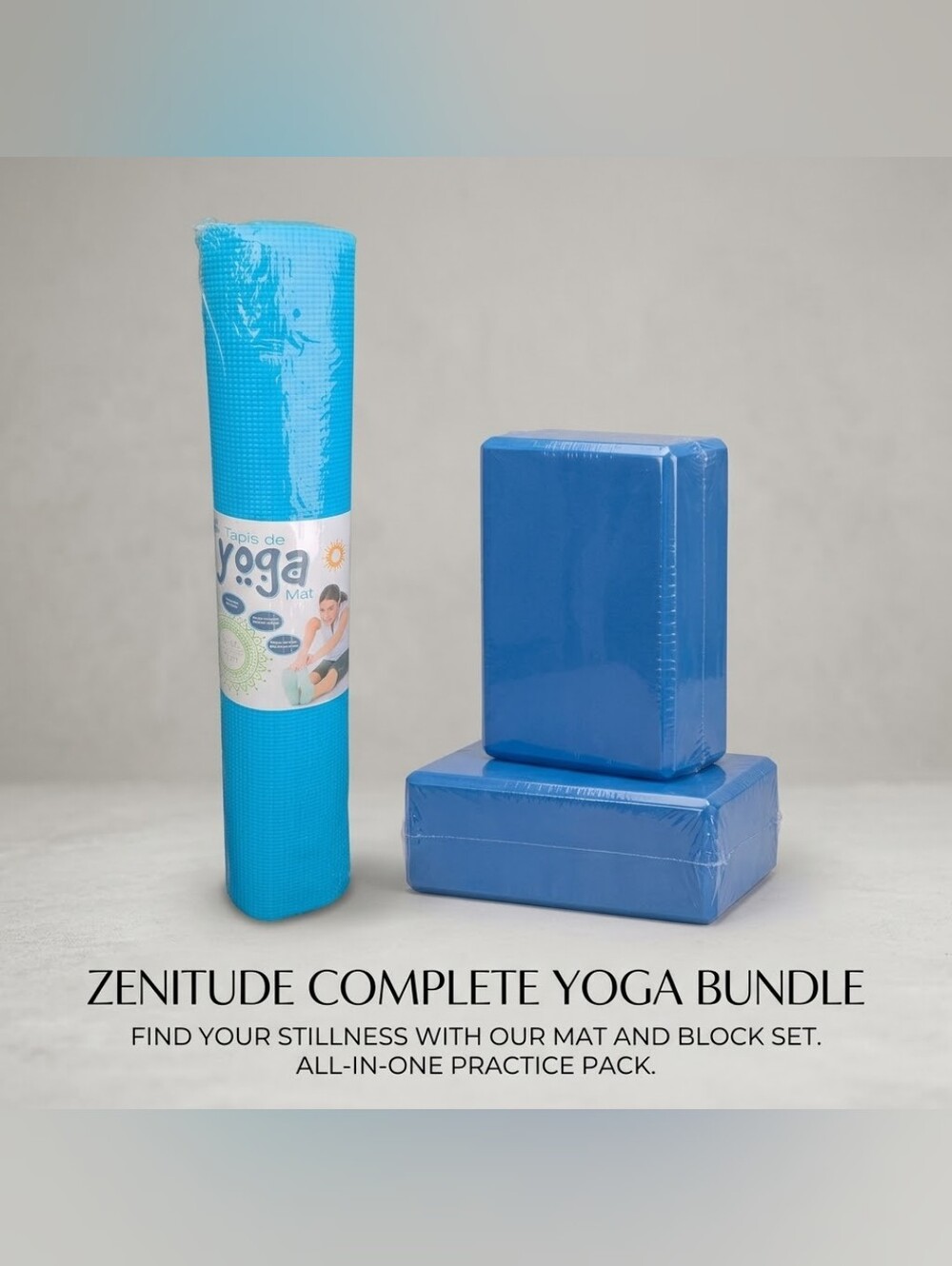Yoga Mat & Yoga Blocks Set (3 Pieces) – Unused